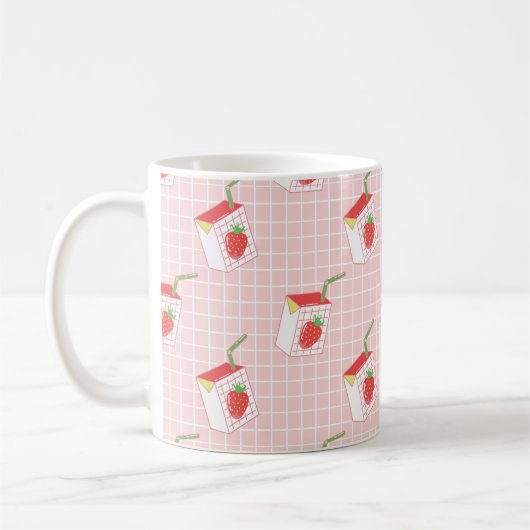 Nahtloses Muster mit niedlicher Erdbeermilch aus C Kaffeetasse (Links)