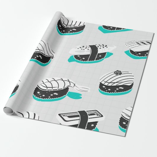 Nahtloses Muster mit Nigiri-Sushi Geschenkpapier (Ungerollt)