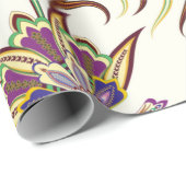 Nahtloses Muster mit Paisley und Blütenpaisley Geschenkpapier (Rolleneckpunkt)