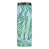 Nahtloses Muster mit Palmfäden. Aquarellha Thermosbecher (Rückseite)