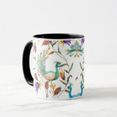 Nahtloses Muster mit Pfau und Blume Tasse (Vorderseite Links)