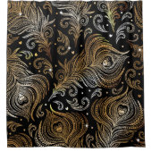 Nahtloses Muster mit Pfauenfedern. Freehand d Duschvorhang (Vorderseite)