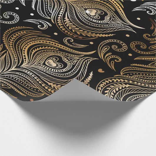 Nahtloses Muster mit Pfauenfedern. Freehand d Geschenkpapier (Ecke)