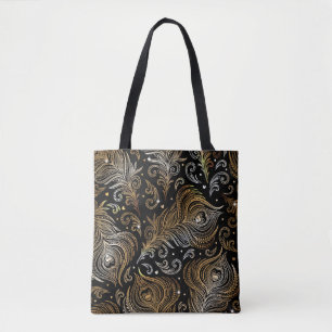 Nahtloses Muster mit Pfauenfedern. Freehand d Tasche