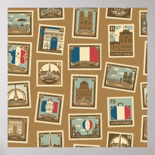 nahtloses Muster mit Porto-Briefmarke zum Thema Poster (Vorne)