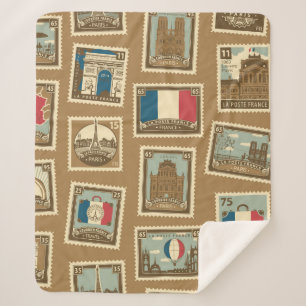  nahtloses Muster mit Porto-Briefmarke zum Thema  Sherpadecke