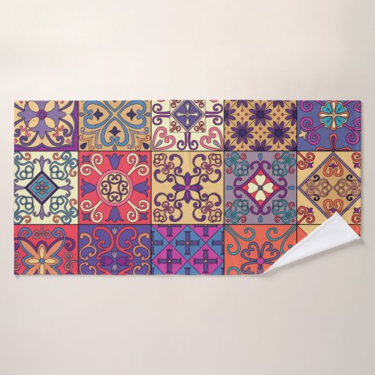 Nahtloses Muster mit portugiesischen Fliesen in Ta Badehandtuch (Badehandtuch)