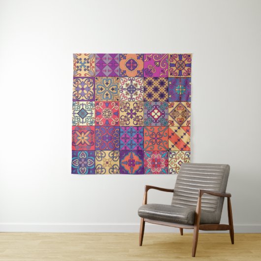 Nahtloses Muster mit portugiesischen Fliesen in Ta Wandteppich (Beispiel (Horizontal))