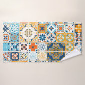 Nahtloses Muster mit portugiesischen Fliesen. Kran Badehandtuch (Badehandtuch)