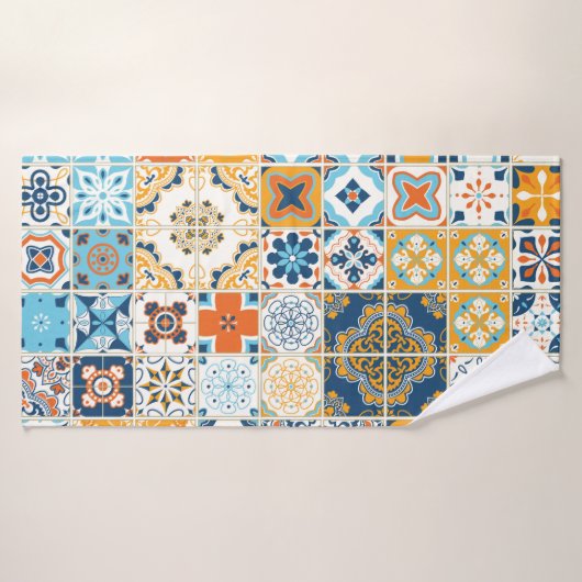 Nahtloses Muster mit portugiesischen Fliesen. Kran Badehandtuch (Badehandtuch)