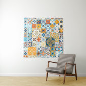 Nahtloses Muster mit portugiesischen Fliesen. Kran Wandteppich (Beispiel (Horizontal))