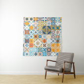 Nahtloses Muster mit portugiesischen Fliesen. Kran Wandteppich (Beispiel)