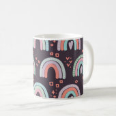 Nahtloses Muster mit Regenbogen und Regentropfen Kaffeetasse (VorderseiteRechts)