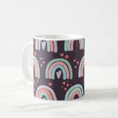 Nahtloses Muster mit Regenbogen und Regentropfen Kaffeetasse (Vorderseite Links)