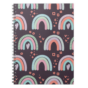  Nahtloses Muster mit Regenbogen und Regentropfen Notizblock
