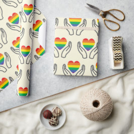 Nahtloses Muster mit Regenbogenherz für Autismus-U Geschenkpapier