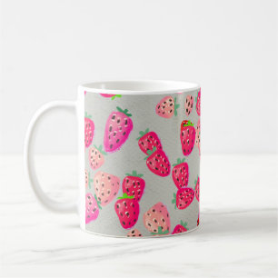 Nahtloses Muster mit reifen Erdbeeren. Handgezeich Kaffeetasse
