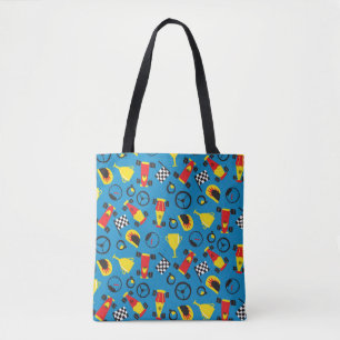 Nahtloses Muster mit Rennautos. Tasche