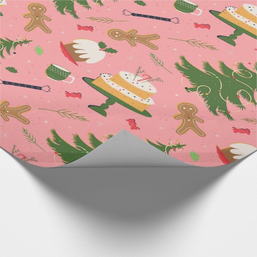 Nahtloses Muster mit Retro-Weihnachtsbaum Geschenkpapier (Ecke)