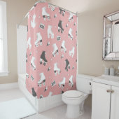 Nahtloses Muster mit Rollen-Skaten und Kassetten t Duschvorhang (Beispiel)