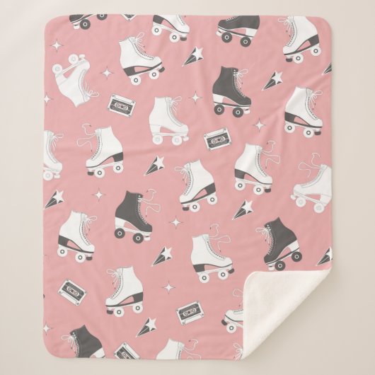 Nahtloses Muster mit Rollen-Skaten und Kassetten t Sherpadecke (Vorderseite)