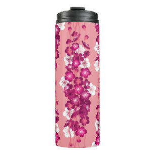 Nahtloses Muster mit rosa blühenden Rose Thermosbecher