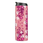Nahtloses Muster mit rosa blühenden Rose Thermosbecher (Nach rechts gedreht)