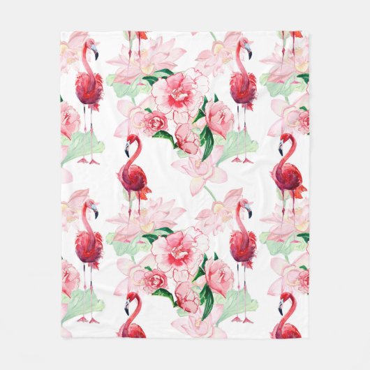 Nahtloses Muster mit rosa Flamingo Fleecedecke (Vorderseite)