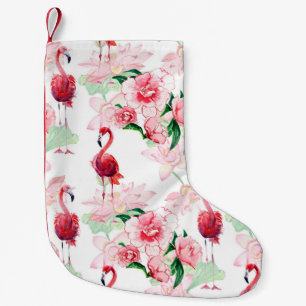 Nahtloses Muster mit rosa Flamingo Kleiner Weihnachtsstrumpf