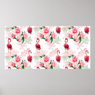 Nahtloses Muster mit rosa Flamingo Poster