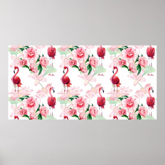 Nahtloses Muster mit rosa Flamingo Poster (Vorne)