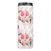Nahtloses Muster mit rosa Flamingo Thermosbecher (Rückseite)