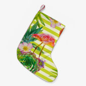 Nahtloses Muster mit rosa Flamingo und exotischem Kleiner Weihnachtsstrumpf (Vorderansicht (hängend))