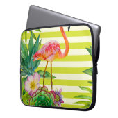 Nahtloses Muster mit rosa Flamingo und exotischem Laptopschutzhülle (Vorderseite Links)