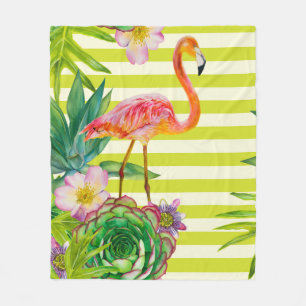 nahtloses Muster mit rosa Flamingo und exotischen Fleecedecke