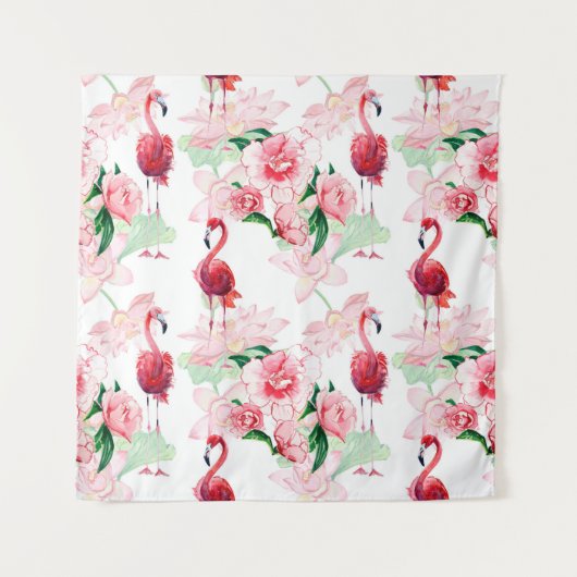 Nahtloses Muster mit rosa Flamingo Wandteppich (Vorderseite)