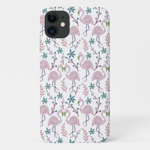Nahtloses Muster mit rosa Flamingos auf weißem Hin Case-Mate iPhone Hülle
