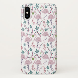 Nahtloses Muster mit rosa Flamingos auf weißem Hin Case-Mate iPhone Hülle