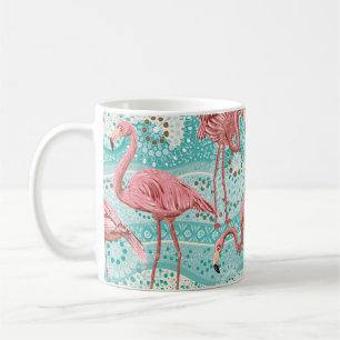 Nahtloses Muster mit rosa Flamingos Kaffeetasse