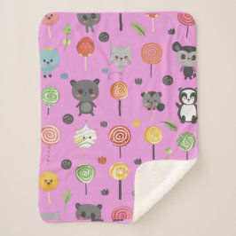 Nahtloses Muster mit rosa niedlichen Tieren Sherpadecke