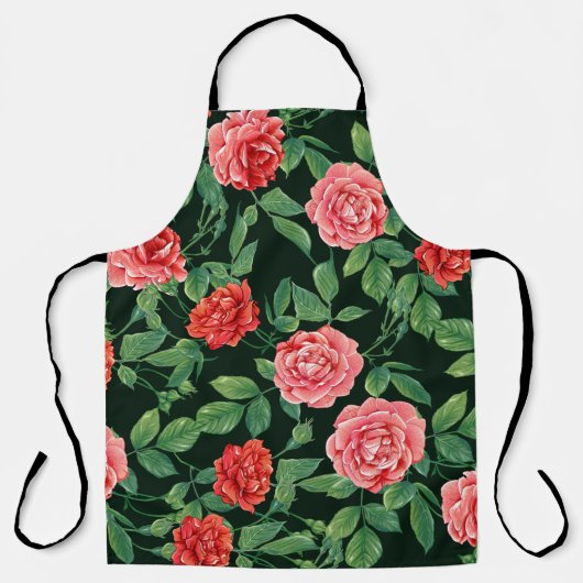 Nahtloses Muster mit rote Rosen Blume. Farbe i Schürze (Vorderseite)