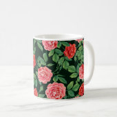 Nahtloses Muster mit rote Rosen Blume. Farbe Kaffeetasse (VorderseiteRechts)
