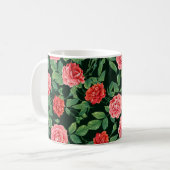 Nahtloses Muster mit rote Rosen Blume. Farbe Kaffeetasse (Vorderseite Links)