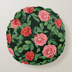 Nahtloses Muster mit rote Rosen Blume. Farbe Rundes Kissen