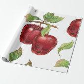 Nahtloses Muster mit roten Äpfeln. Realistischer V Geschenkpapier (Ungerollt)
