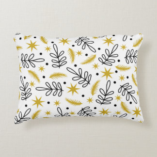 Nahtloses Muster mit Schneeflocken und Tannenzweig Dekokissen