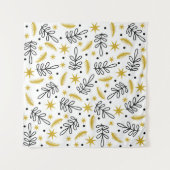 Nahtloses Muster mit Schneeflocken und Tannenzweig Wandteppich (Vorderseite (Horizontal))