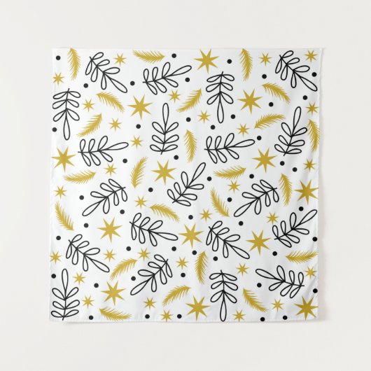 Nahtloses Muster mit Schneeflocken und Tannenzweig Wandteppich (Vorderseite (Horizontal))