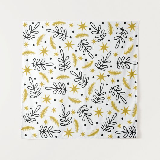 Nahtloses Muster mit Schneeflocken und Tannenzweig Wandteppich (Vorderseite)