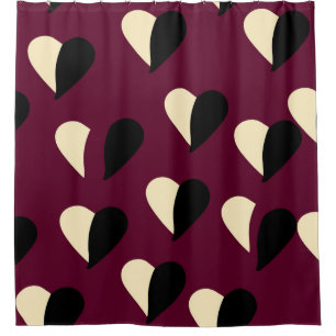 Nahtloses Muster mit schwarz-weißem Herz. St Va Duschvorhang